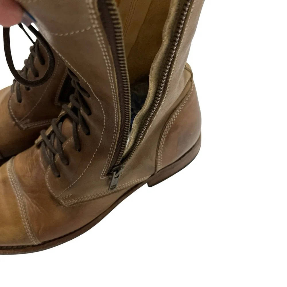 Bed Stu Boots Bonnie Lace Up Combat Ankle Brown‎ Distress Leather Size 8.5 Boho